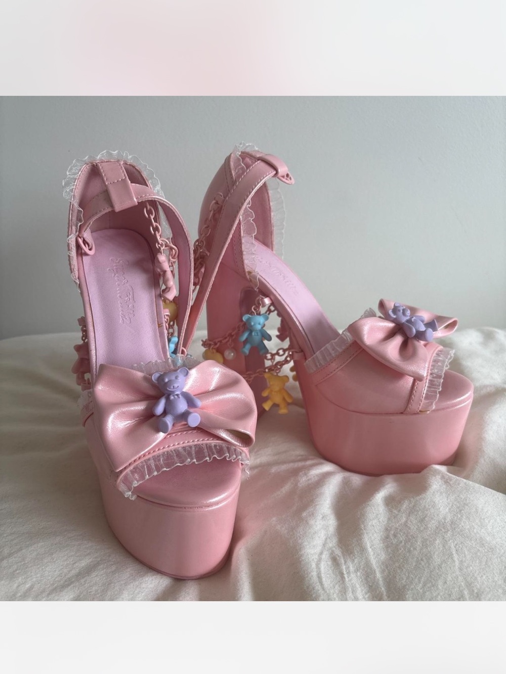 Sugar Thrillz Pink Gummy Bear Platform Heels